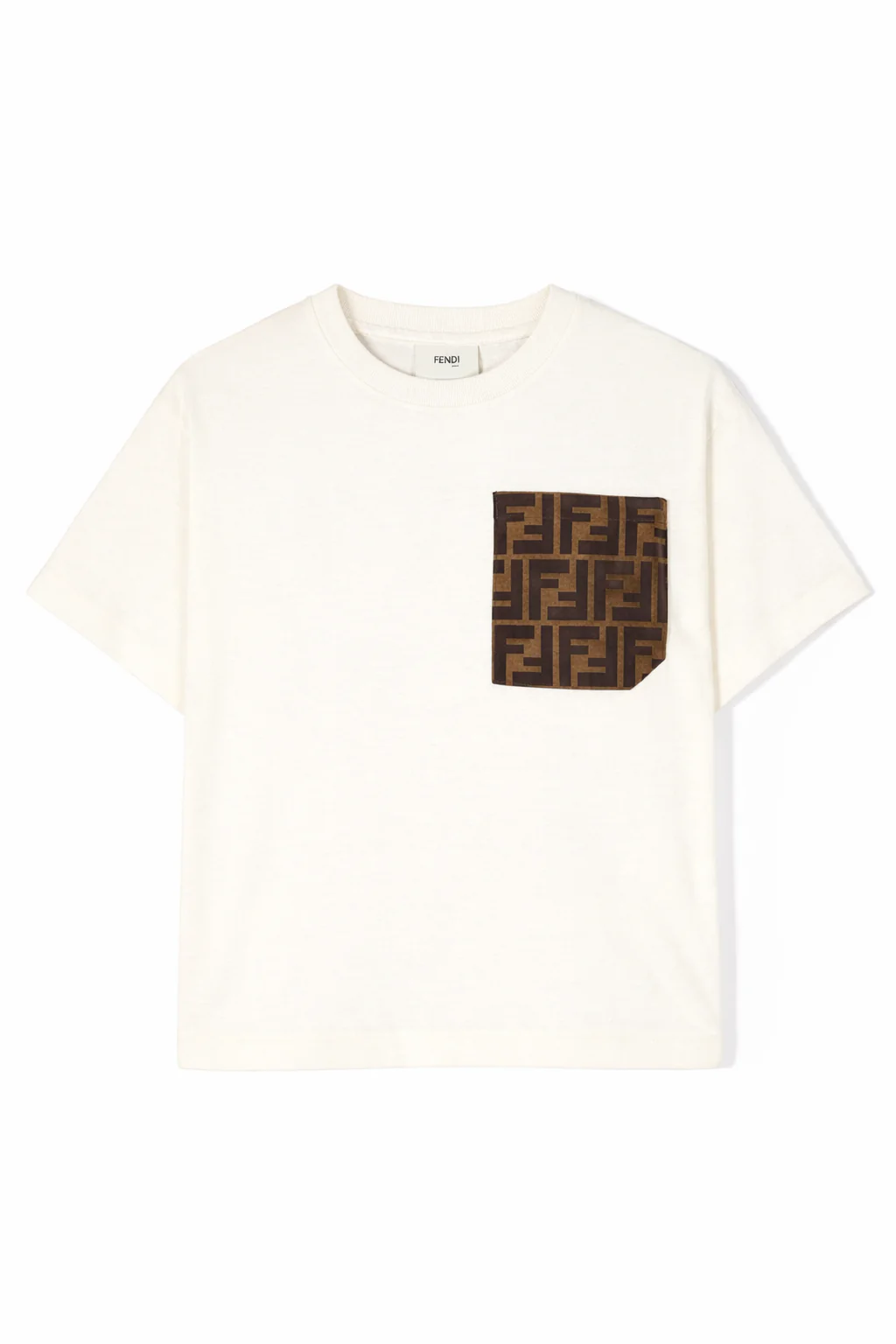 T-shirt per bambino Fendi Kids bianca con tasca sul davanti