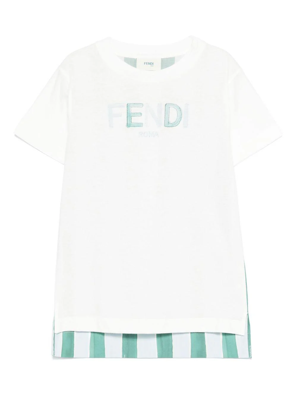 T-shirt per bambino Fendi Kids bianco con stampa a righe sul retro