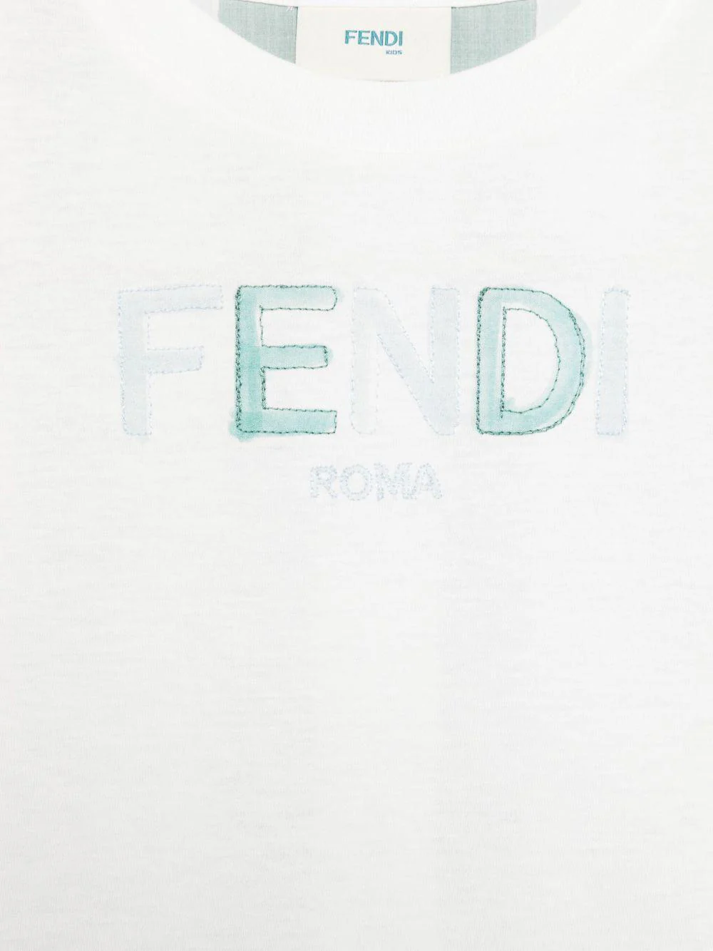 T-shirt per bambino Fendi Kids bianco con stampa a righe sul retro - Image 2