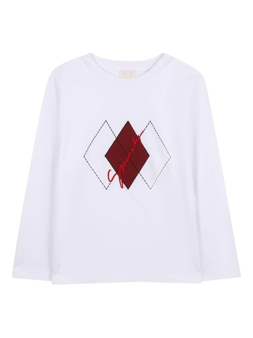T-shirt per bambino Givenchy Kids bianca con stampa a rombi