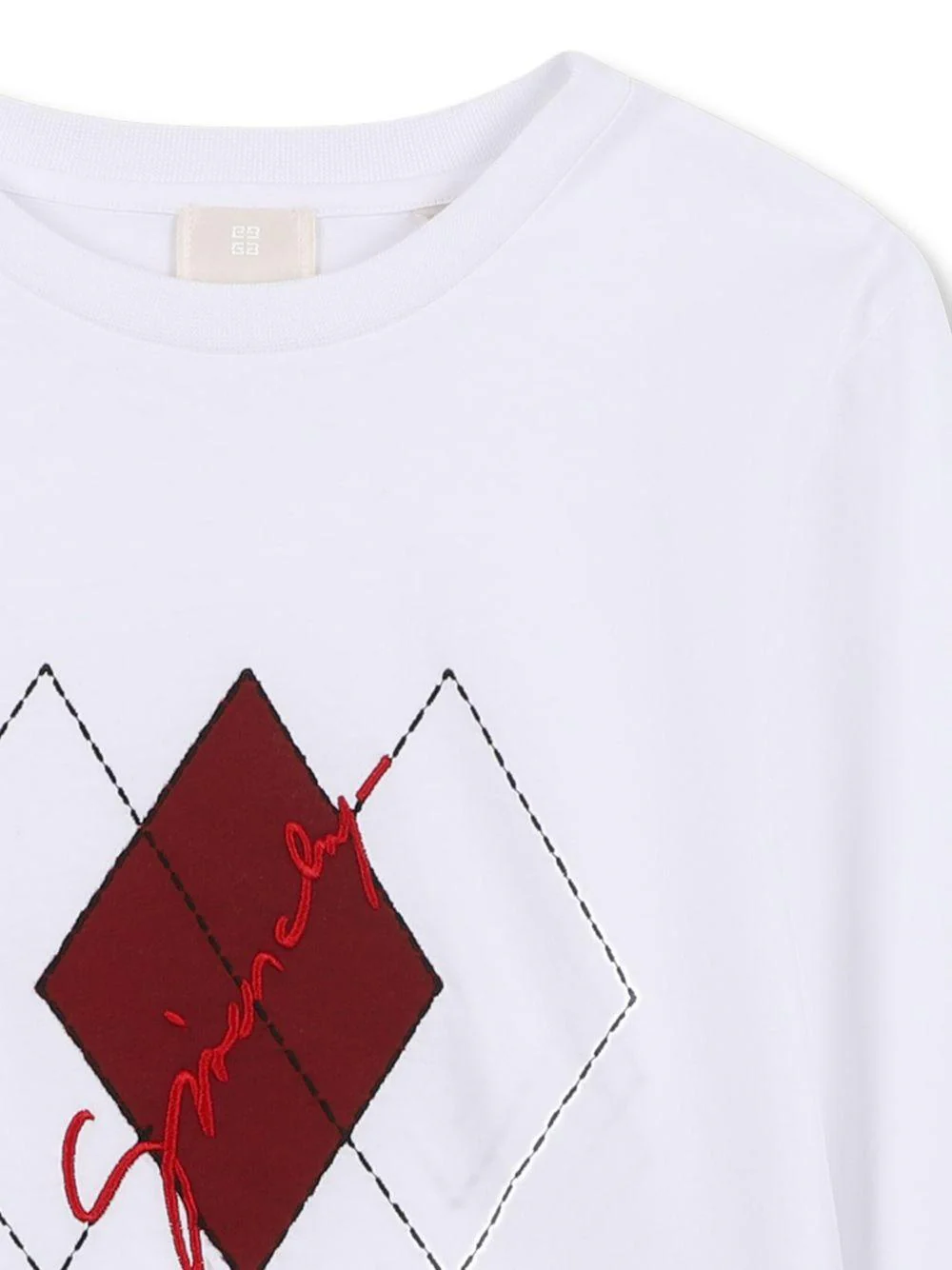 T-shirt per bambino Givenchy Kids bianca con stampa a rombi - Image 3