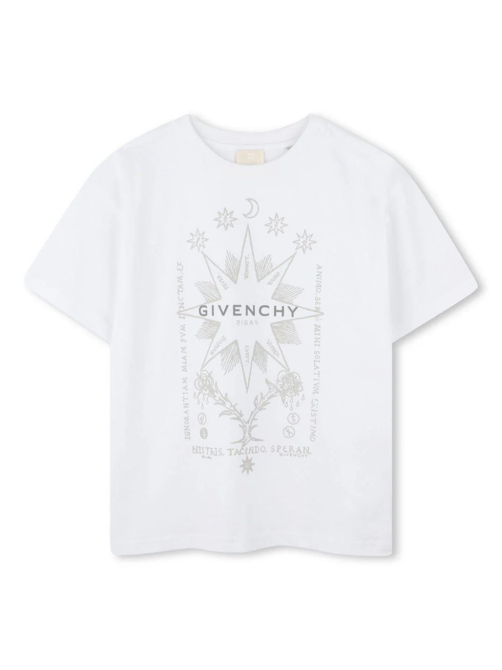 T-shirt per bambino Givenchy Kids bianco con stampa grafica sul davanti