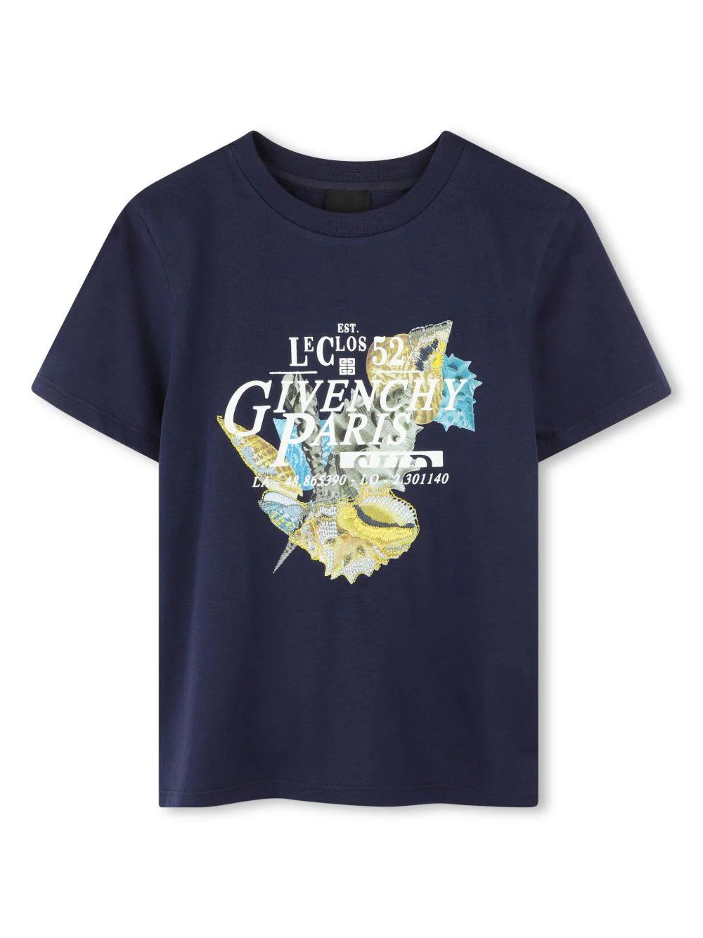 T-shirt per bambino Givenchy Kids blu con stampa conchiglie