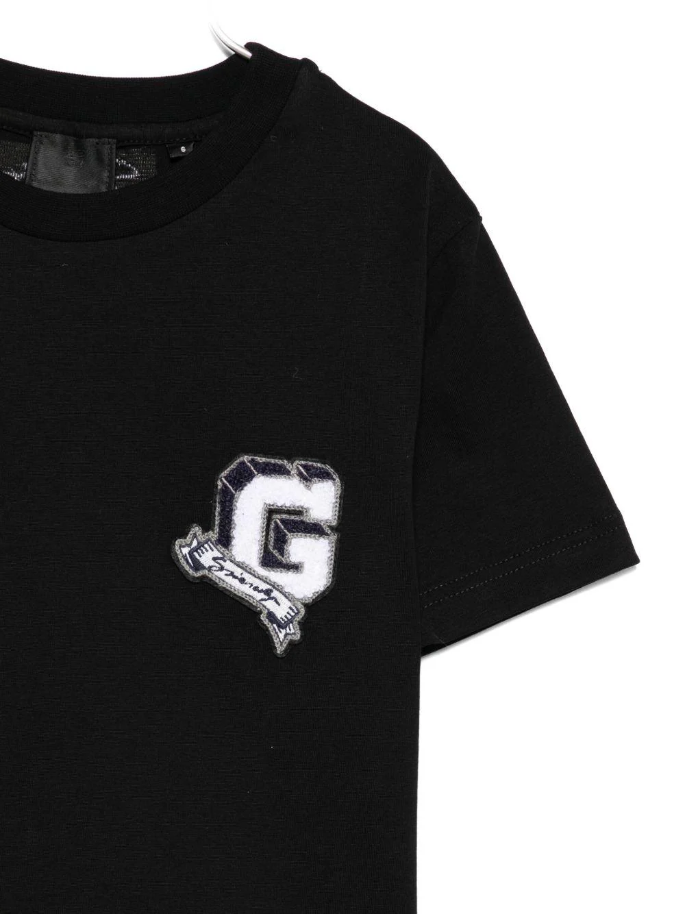 T-shirt per bambino Givenchy Kids nera con toppa con logo ricamato - Image 2