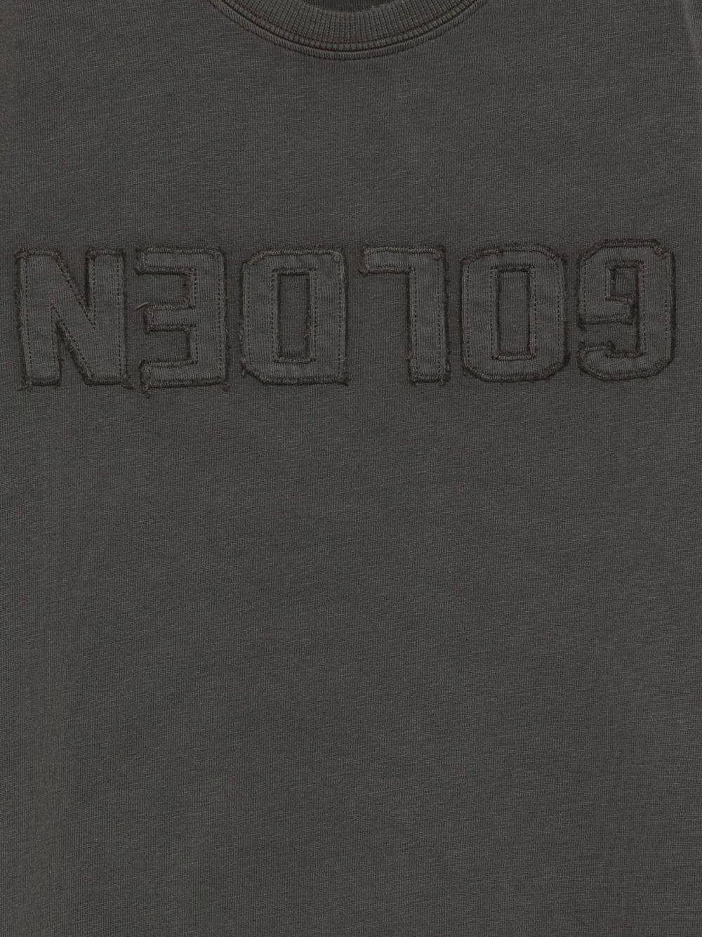 T-shirt per bambino Golden Goose Kids grigia con logo in rilievo - Image 2