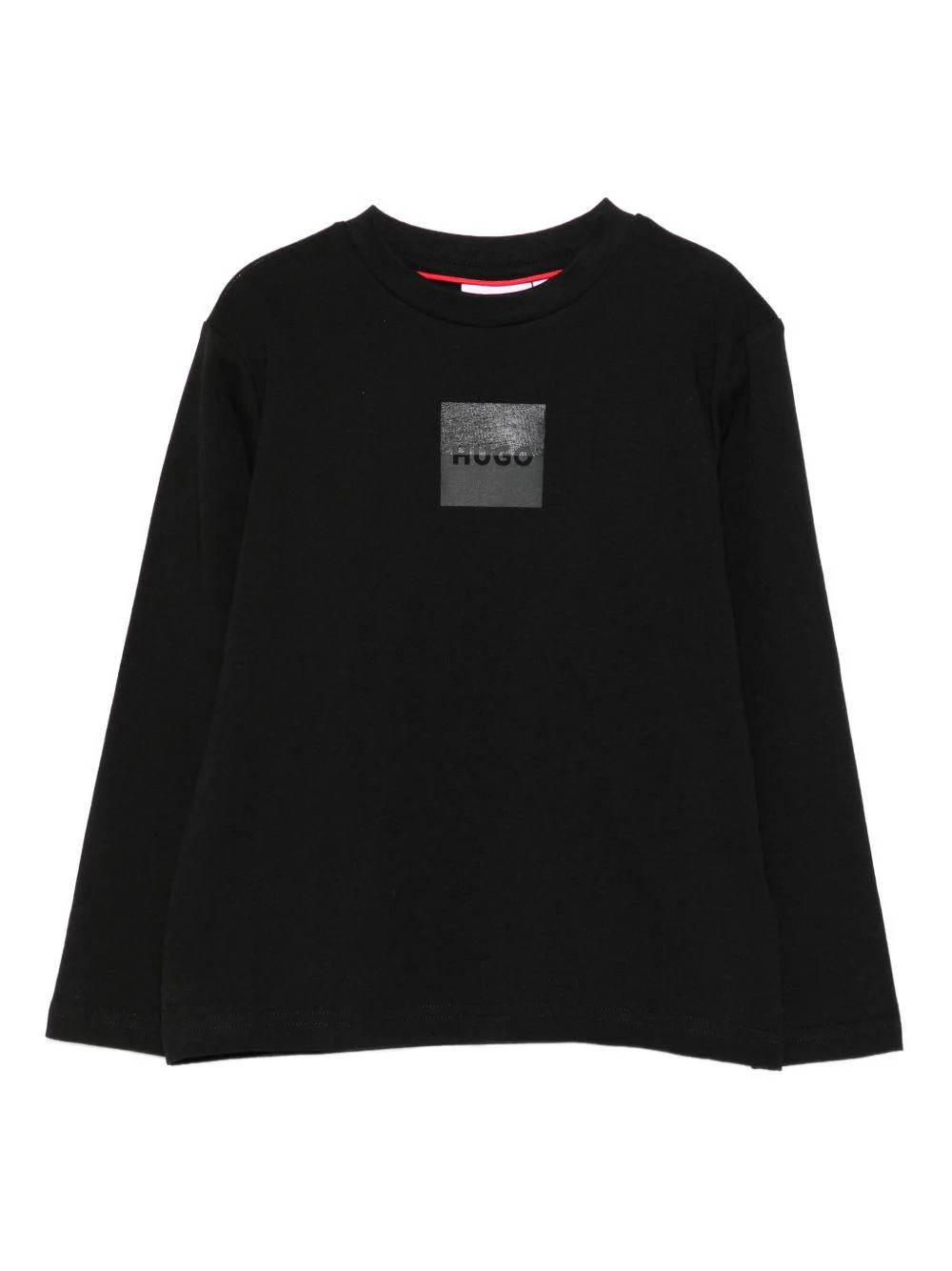 T-shirt per bambino Hugo Kids nera con placca con logo