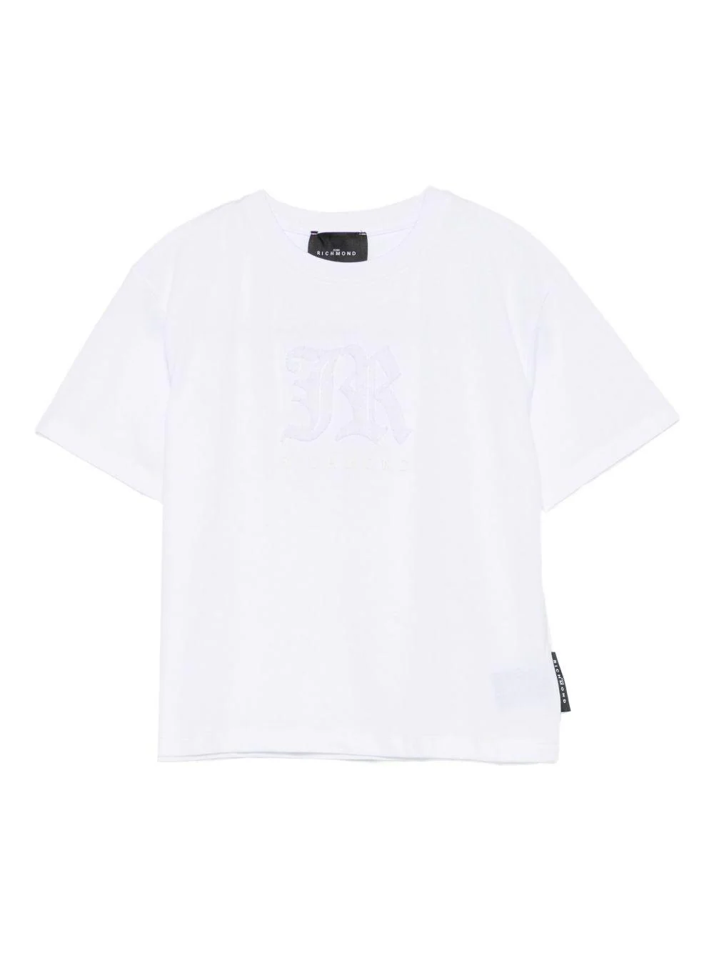 T-shirt per bambino John Richmond Junior bianco con logo in rilievo