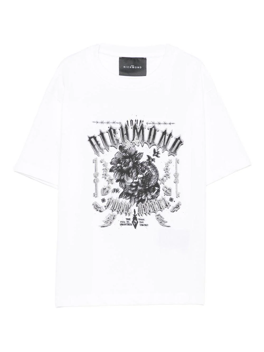 T-shirt per bambino John Richmond Junior bianco con stampa grafica