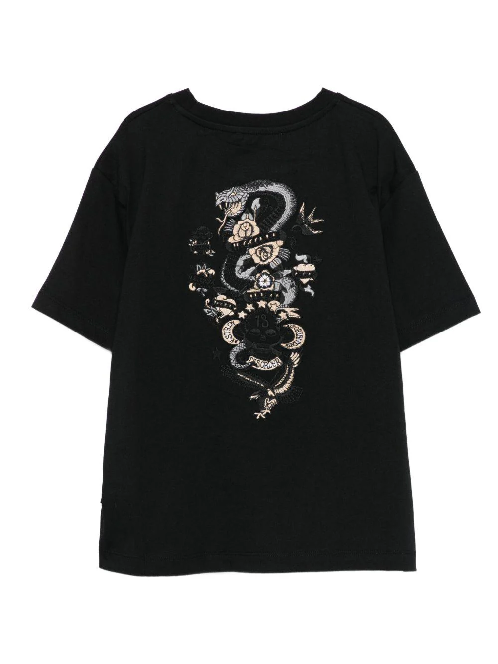 T-shirt per bambino John Richmond Junior nero con stampa sul retro - Image 2