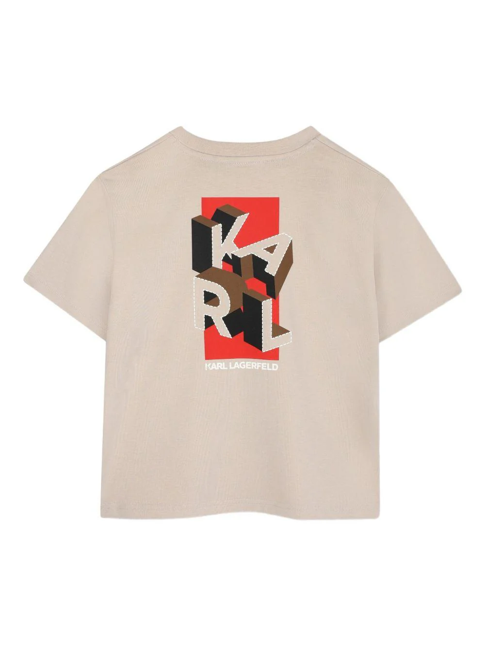 T-shirt per bambino Karl Lagerfeld Kids beige con stampa grafica - Image 2