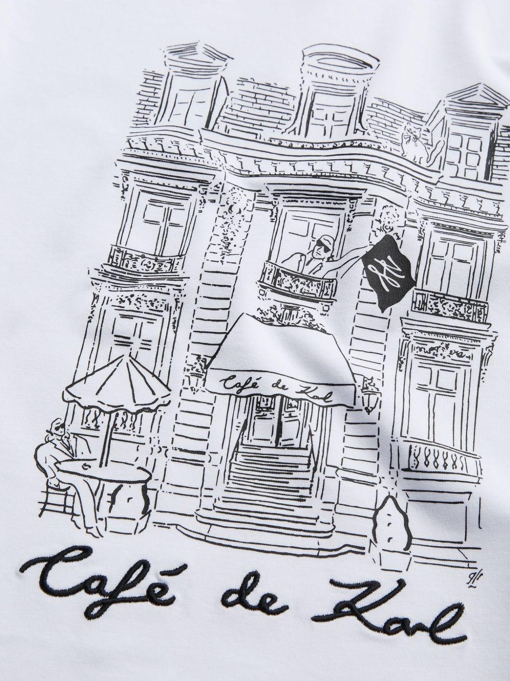 T-shirt per bambino Karl Lagerfeld Kids Karl Café bianco con stampa sul davanti - Image 4