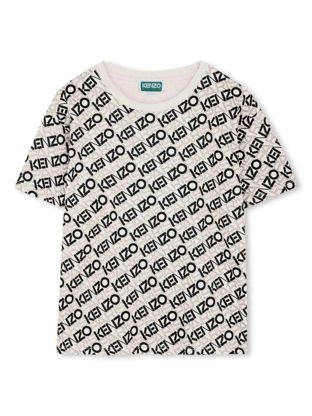 T-shirt per bambino Kenzo Kids bianco con stampa con logo all-over