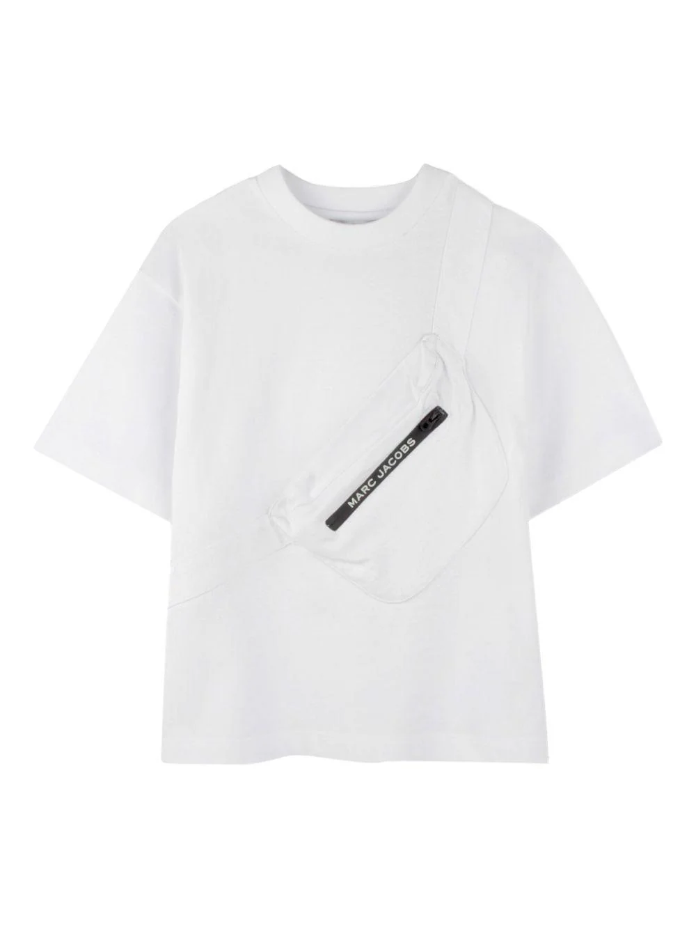 T-shirt per bambino Marc Jacobs Kids bianco con taschino 3D con zip