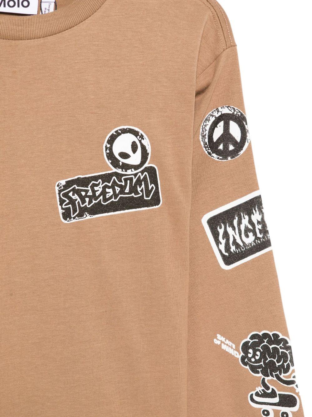 T-shirt per bambino Molo beige con applicazioni all-over - Image 2