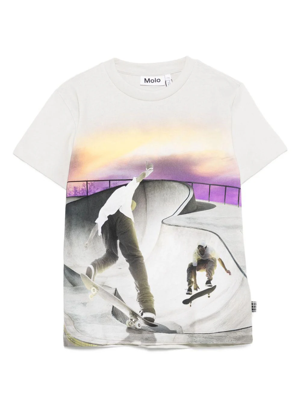 T-shirt per bambino Molo bianca con stampa skate e girocollo