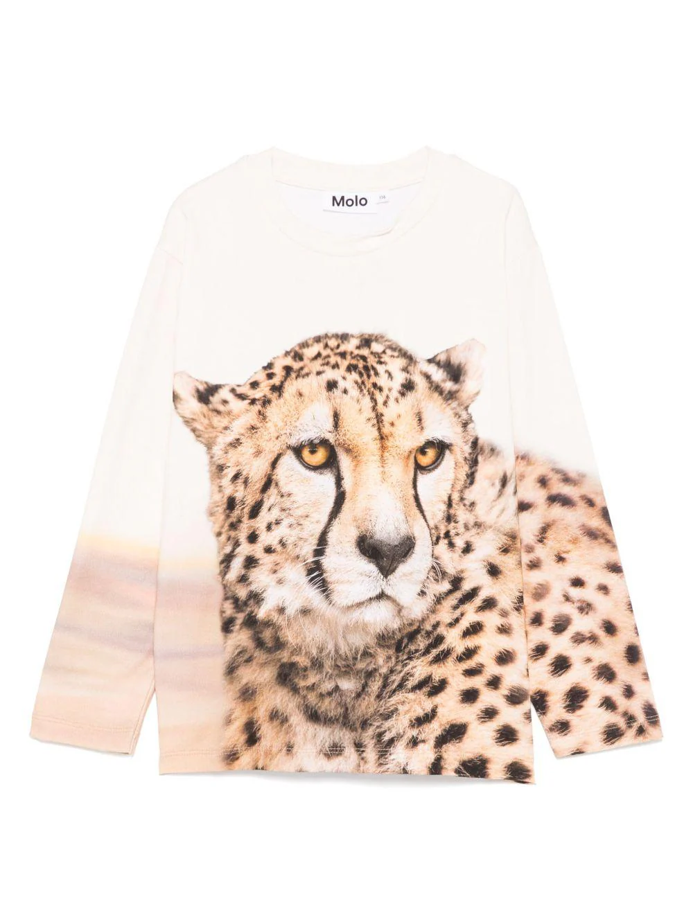 T-shirt per bambino Molo Rollo beige con stampa ghepardo