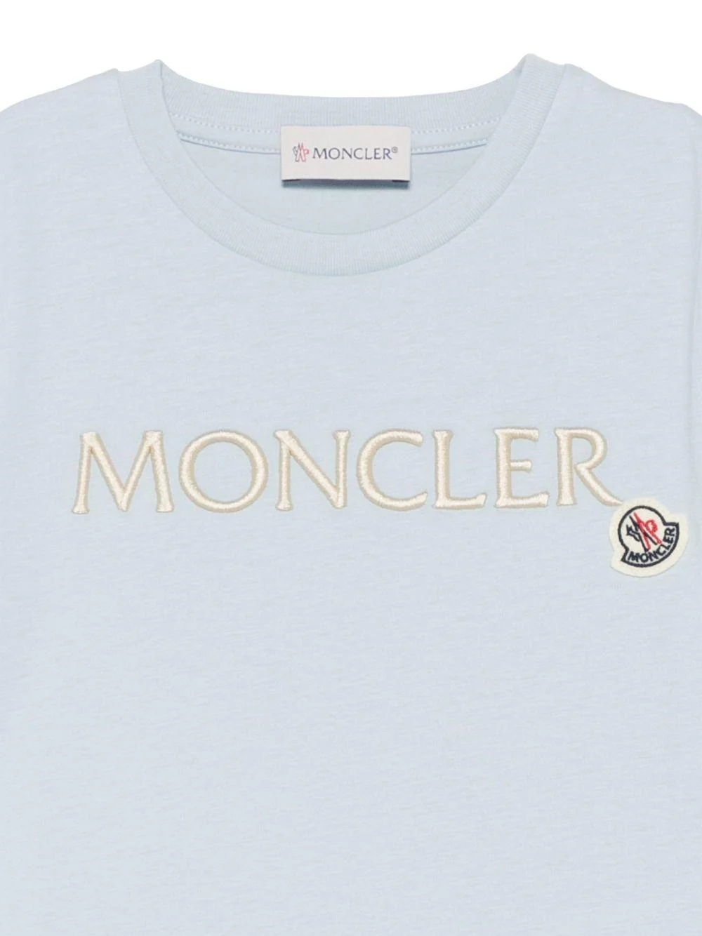 T-shirt per bambino Moncler Enfant azzurro in cotone con logo - Image 2