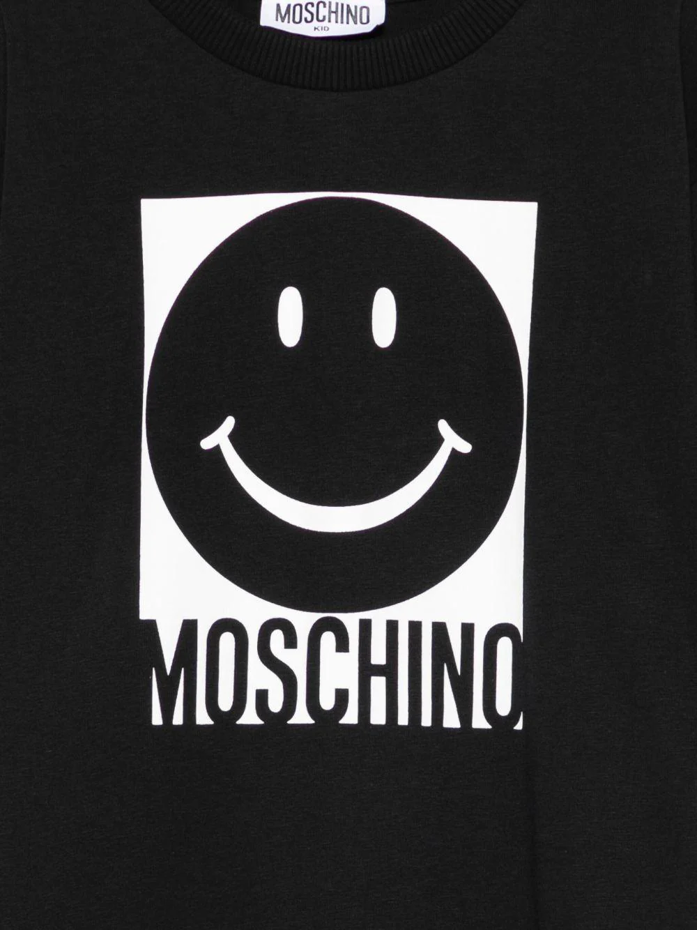T-shirt per bambino Moschino Kids nero con stampa smiley - Image 2