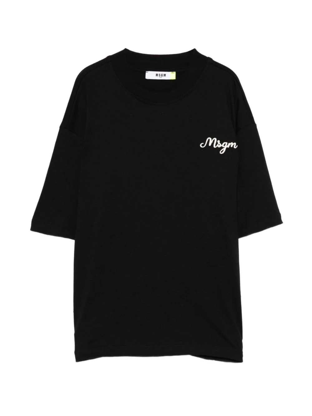 T-shirt per bambino MSGM Kids nera con logo ricamato