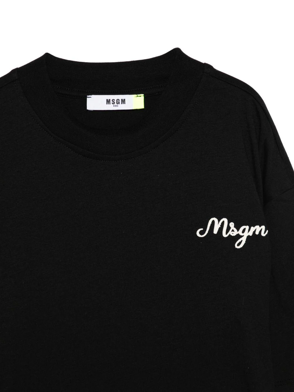 T-shirt per bambino MSGM Kids nera con logo ricamato - Image 2