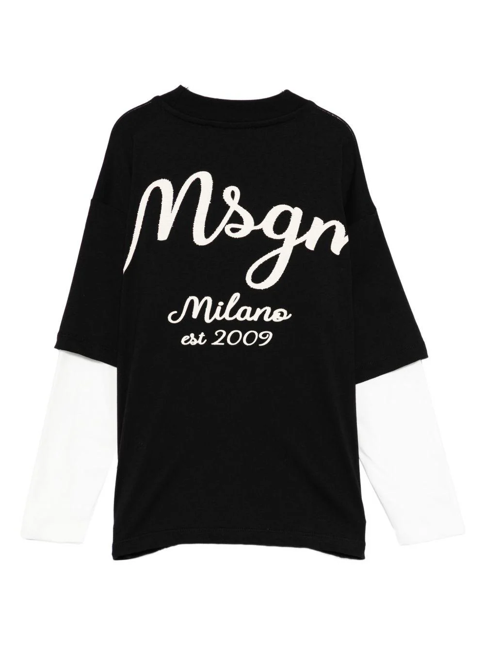 T-shirt per bambino MSGM Kids nera con logo ricamato - Image 3
