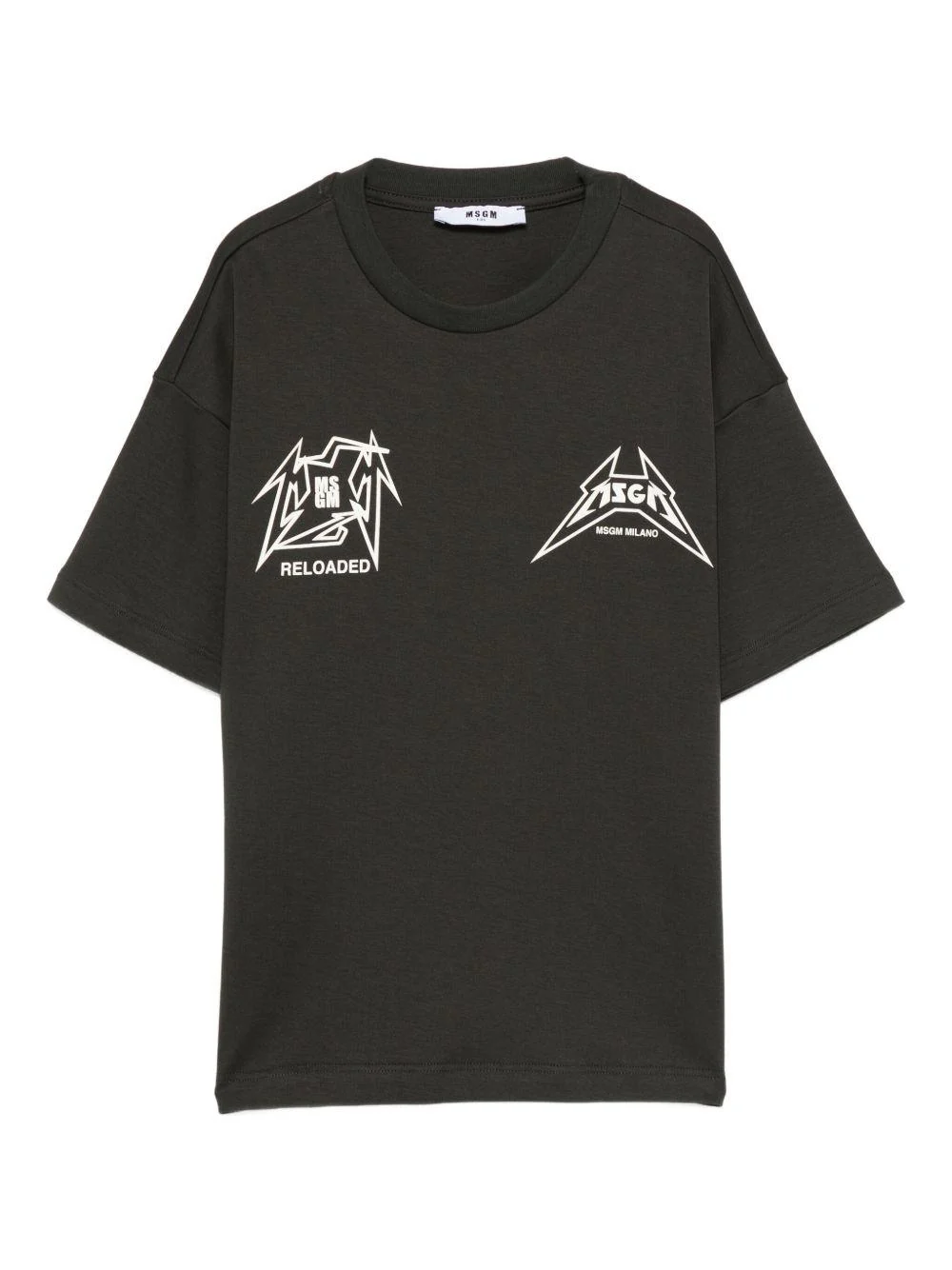 T-shirt per bambino MSGM Kids nera con stampa grafica sul davanti