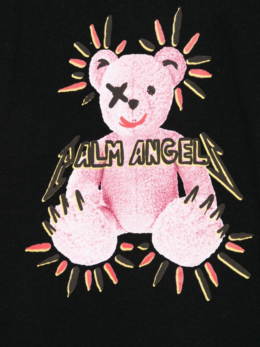 T-shirt per bambino Palm Angels Kids nero con stampa grafica - Image 2