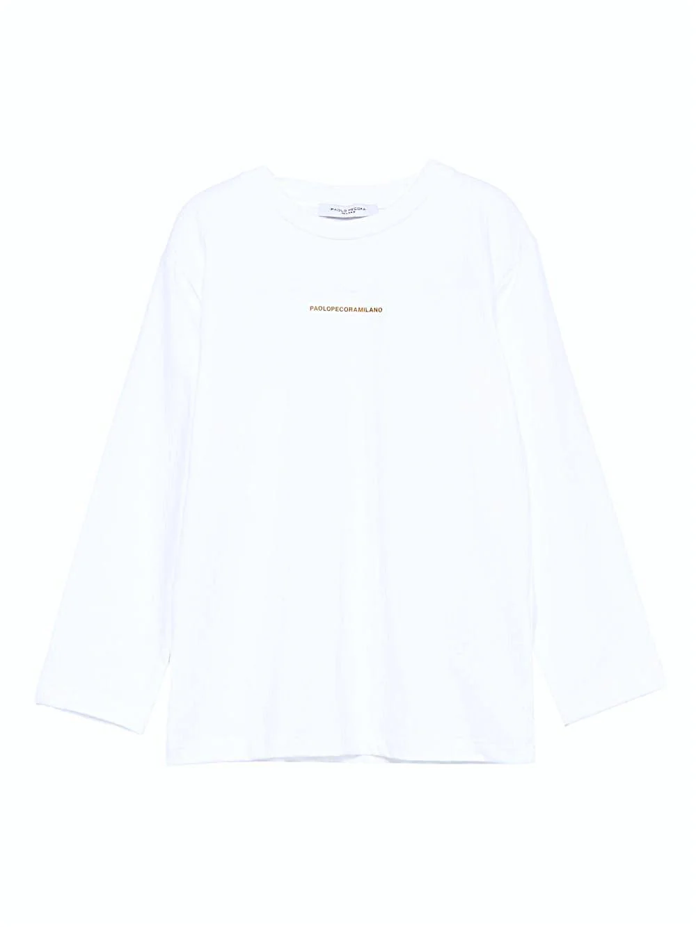 T-shirt per bambino Paolo Pecora Kids bianco a maniche lunghe con stampa