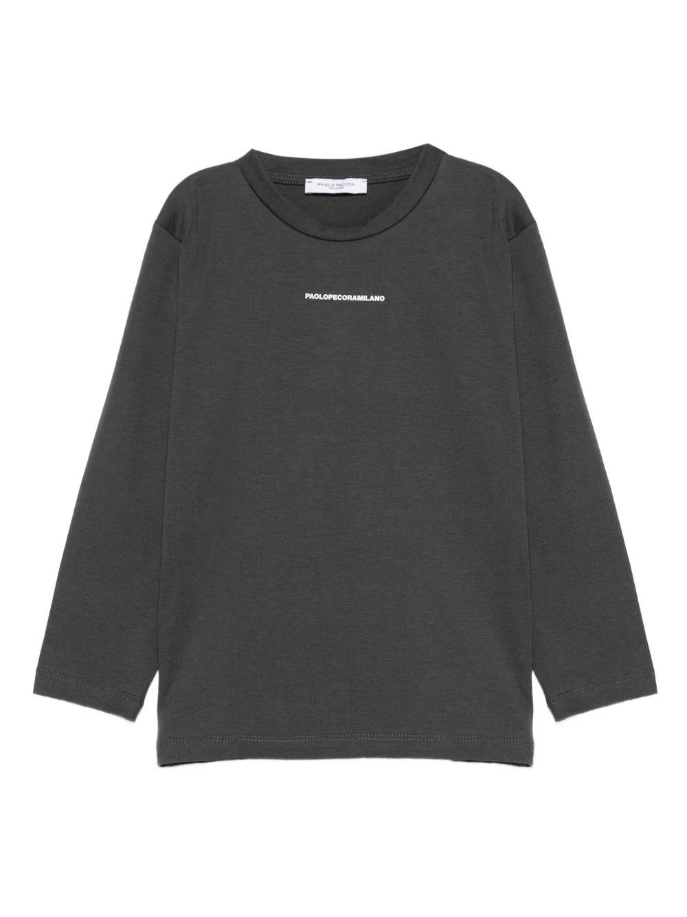 T-shirt per bambino Paolo Pecora Kids grigio a maniche lunghe con logo