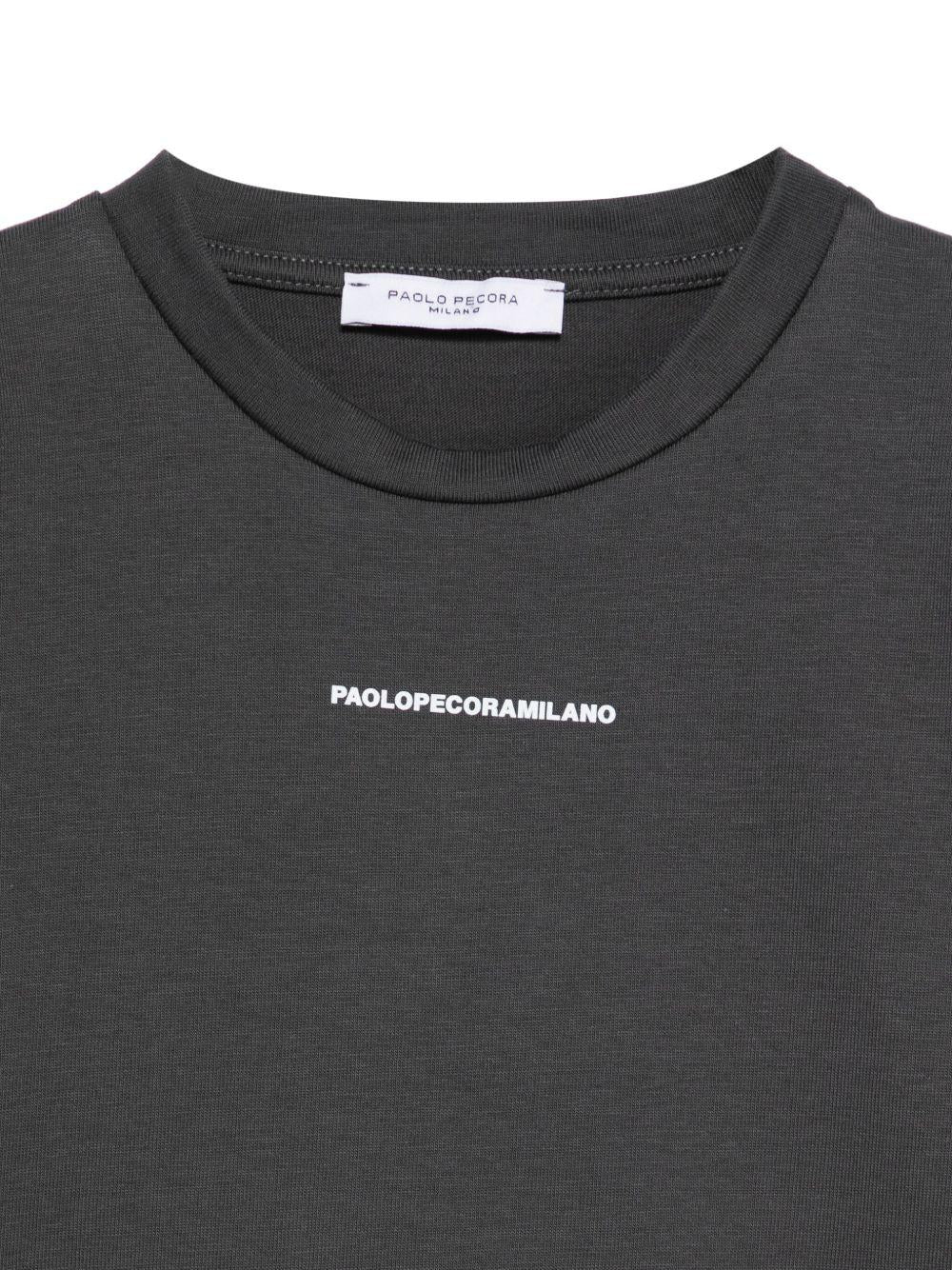 T-shirt per bambino Paolo Pecora Kids grigio a maniche lunghe con logo - Image 3