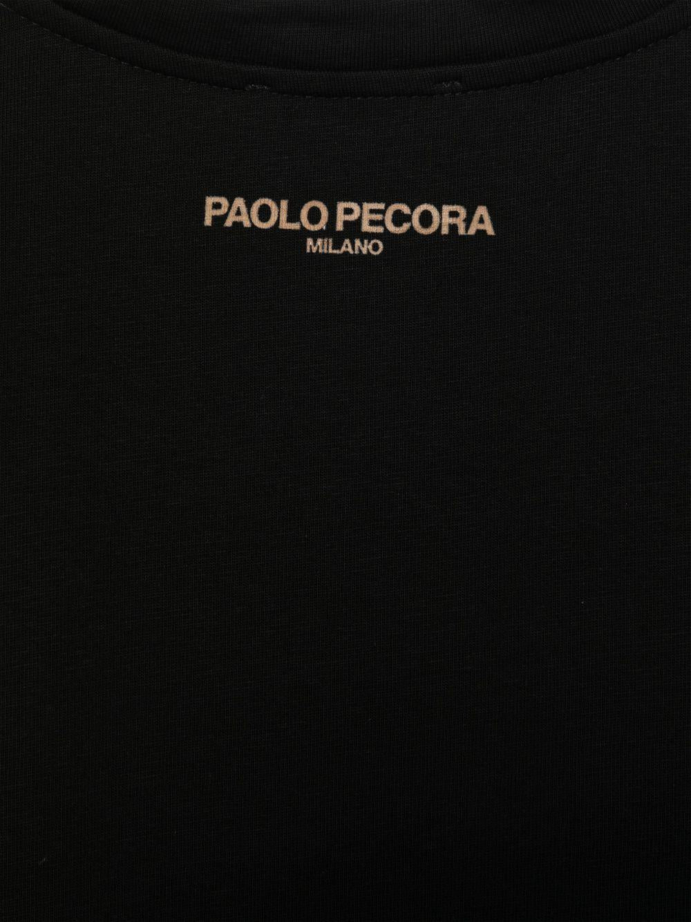 T-shirt per bambino Paolo Pecora Kids nero con logo sul retro - Image 2
