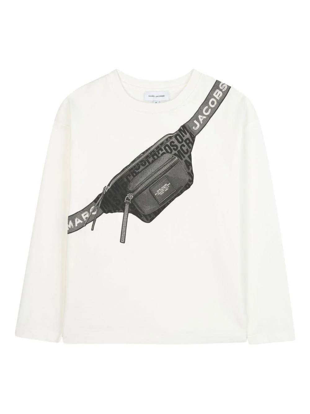 T-shirt per bambino The Marc Jacobs Kids bianco a maniche lunghe con stampa trompe l'oeil