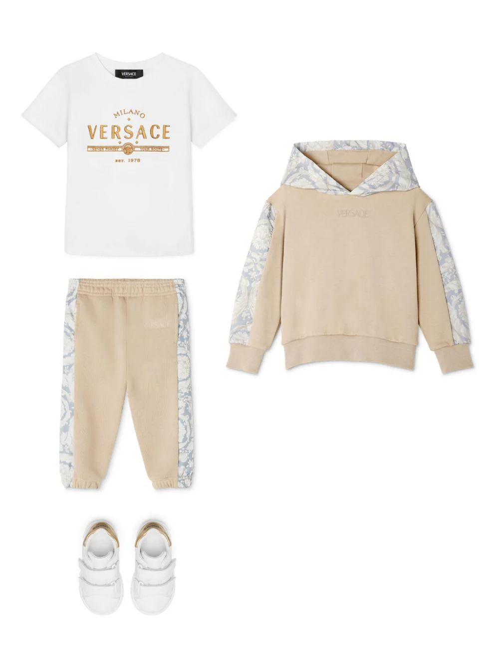 T-shirt per bambino Versace Kids bianco con logo color oro - Image 4