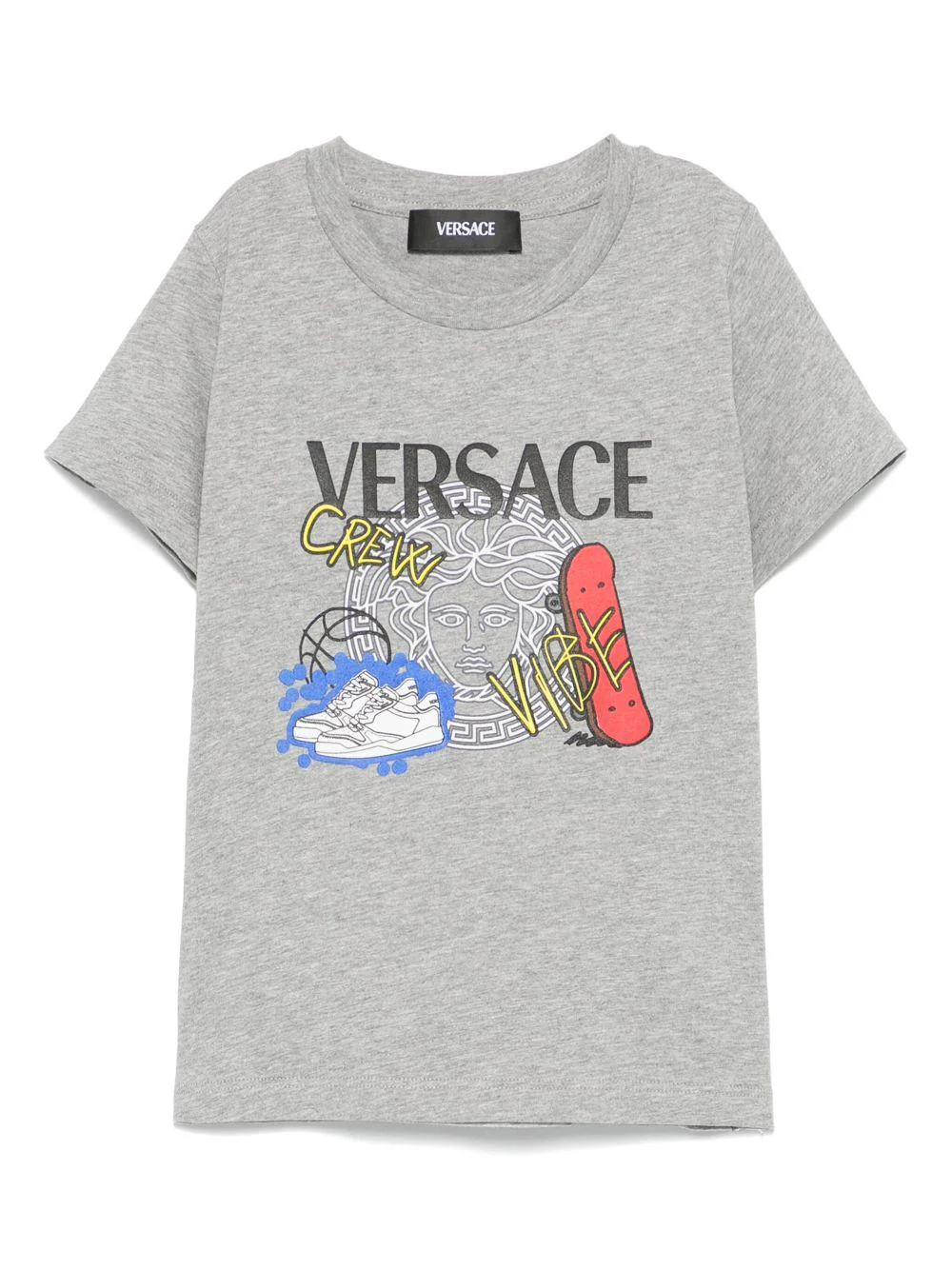 T-shirt per bambino Versace Kids grigio con stampa Medusa