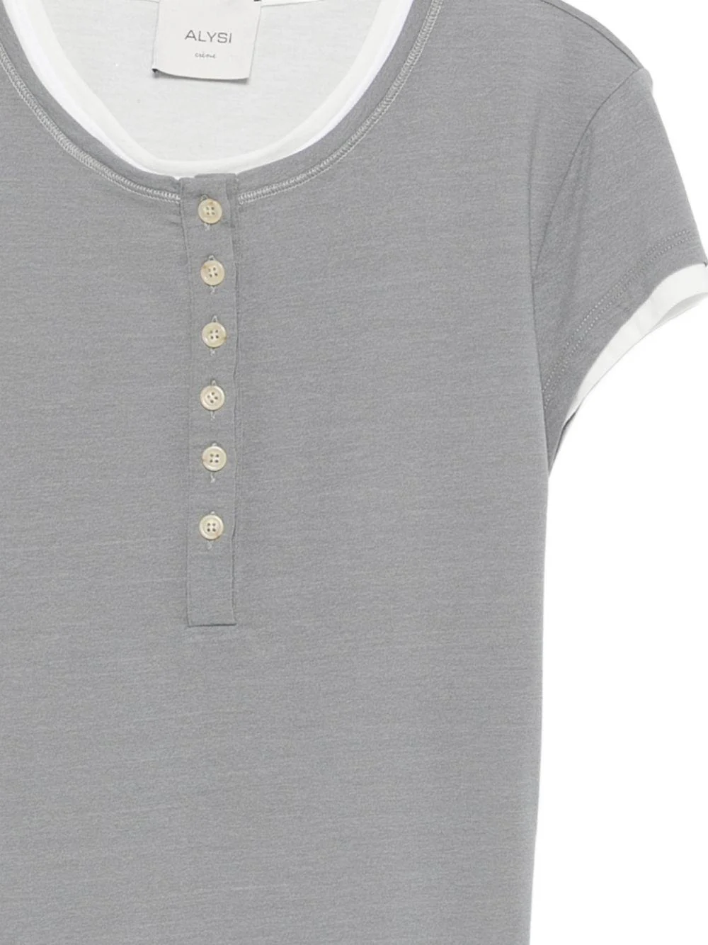 T-shirt per donna Alysi grigia con chiusura frontale con abbottonatura - Image 3