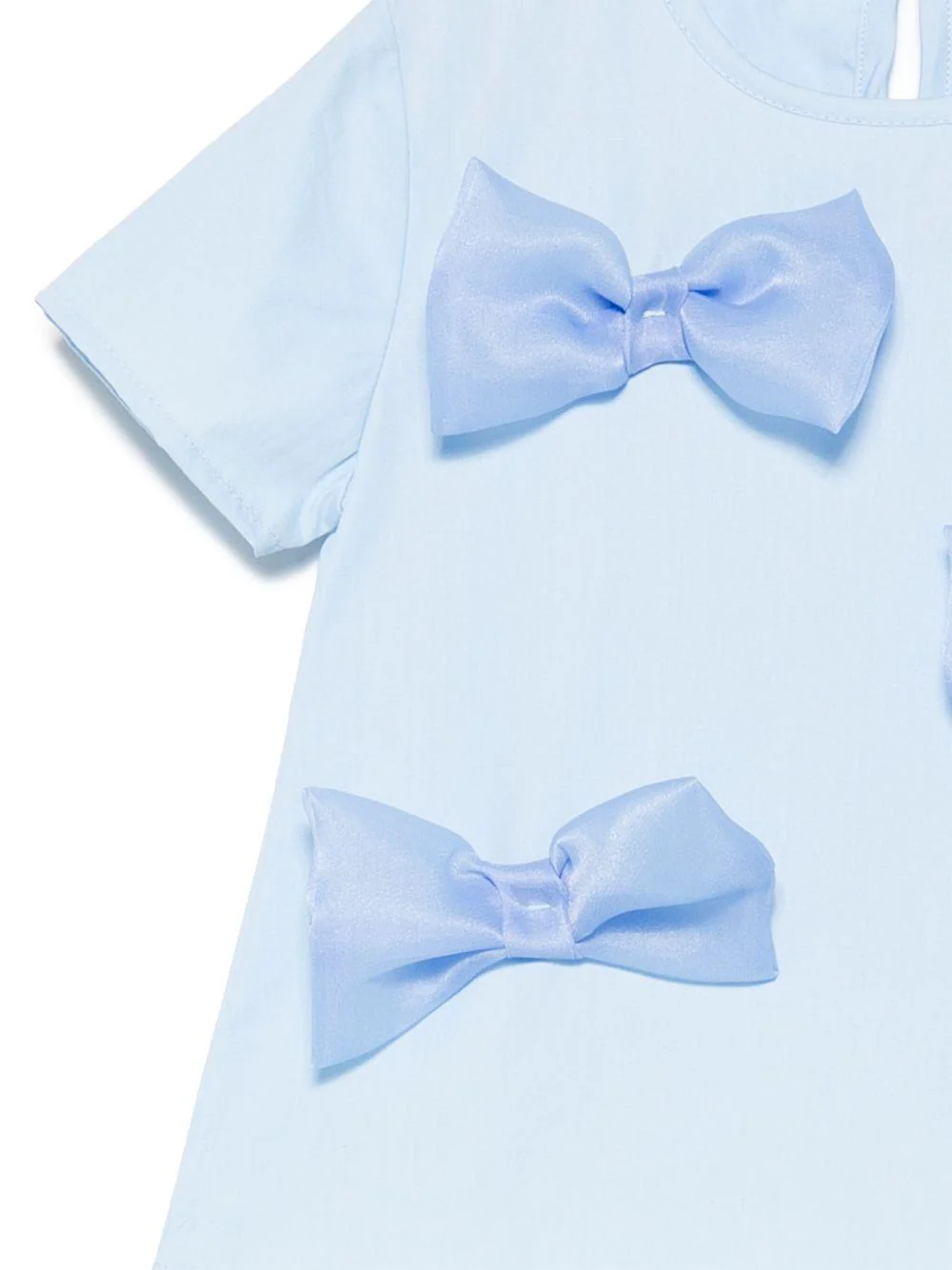T-shirt per neonata A'lapage azzurro in cotone con dettaglio fiocchi - Image 3