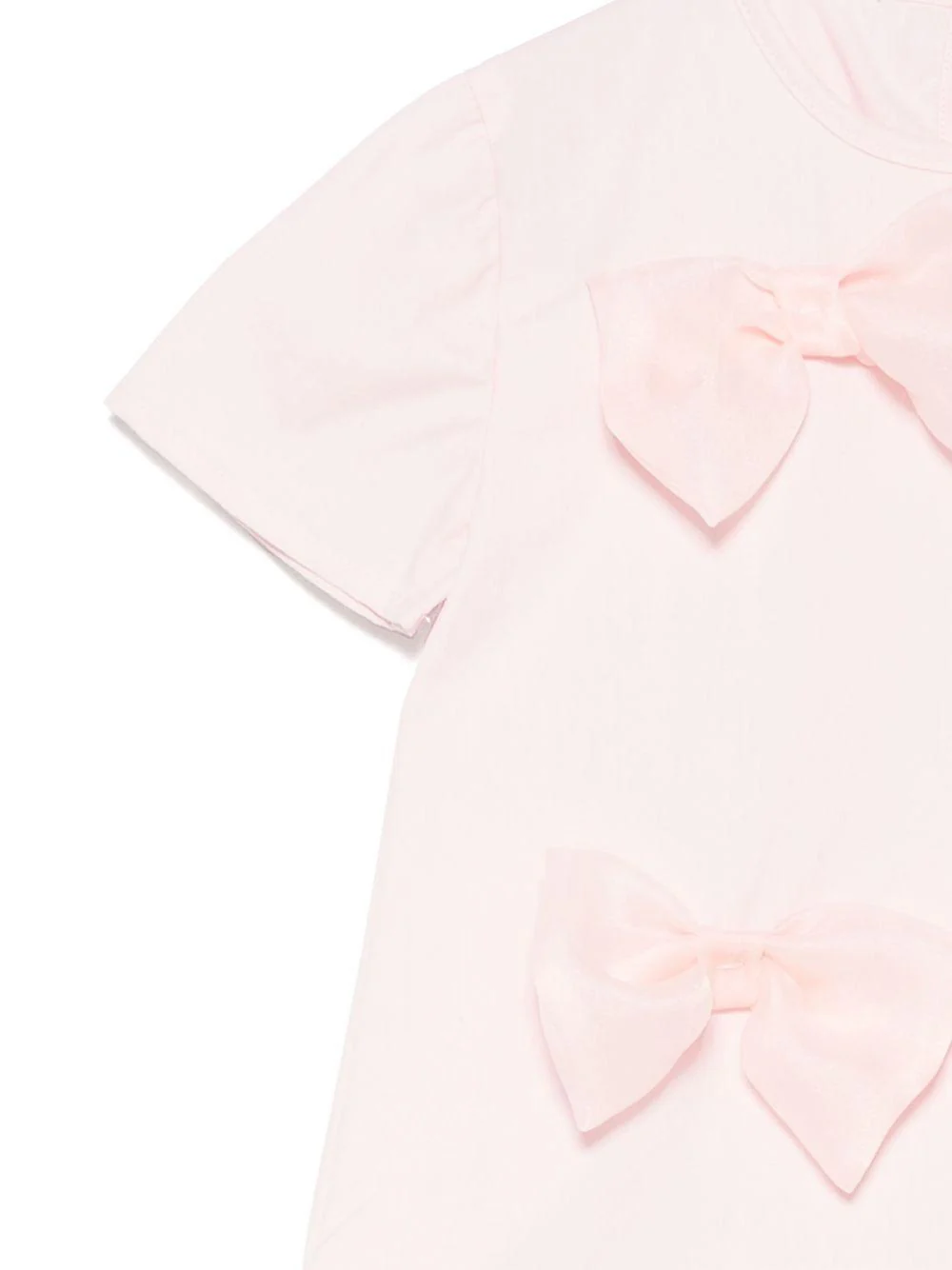 T-shirt per neonata A'lapage rosa in cotone con dettaglio fiocchi - Image 3