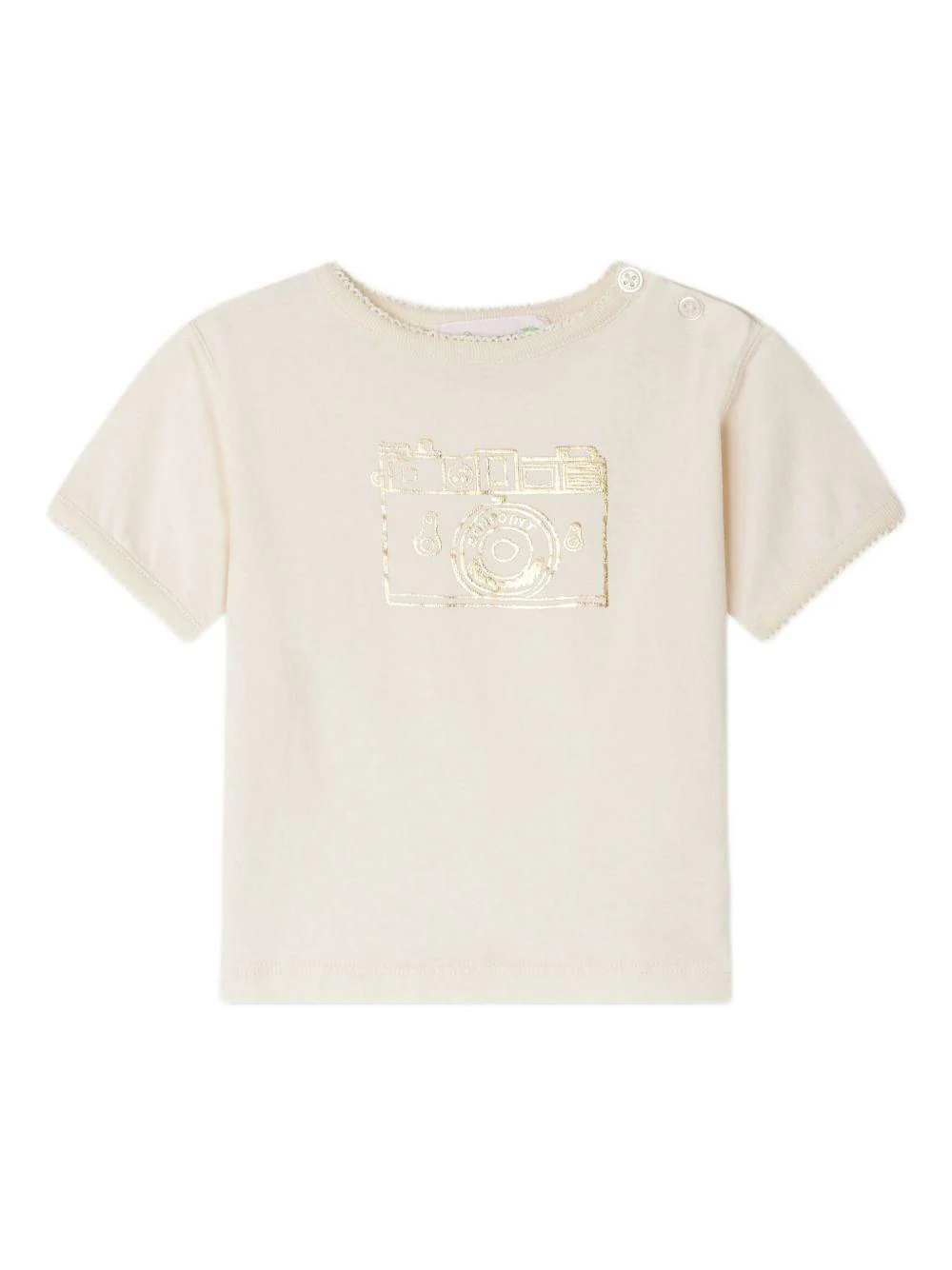 T-shirt per neonata Bonpoint beige con stampa sul davanti