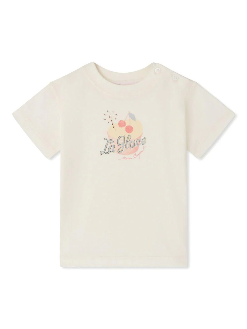T-shirt per neonata Bonpoint Dom bianco con stampa sul davanti