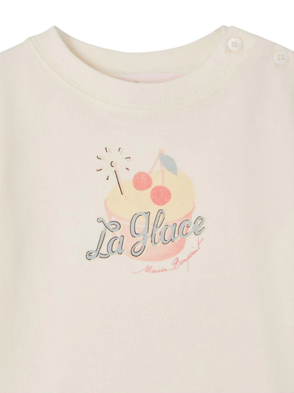 T-shirt per neonata Bonpoint Dom bianco con stampa sul davanti - Image 3