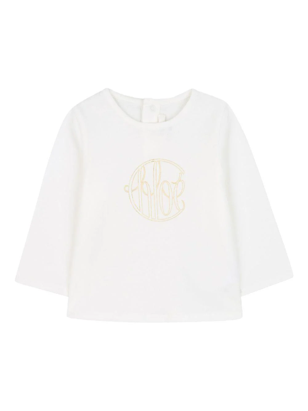 T-shirt per neonata Chloé Kids bianco a maniche lunghe con logo