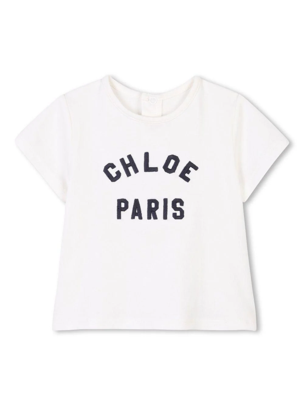 T-shirt per neonata Chloé Kids bianco con ricamo con logo frontale