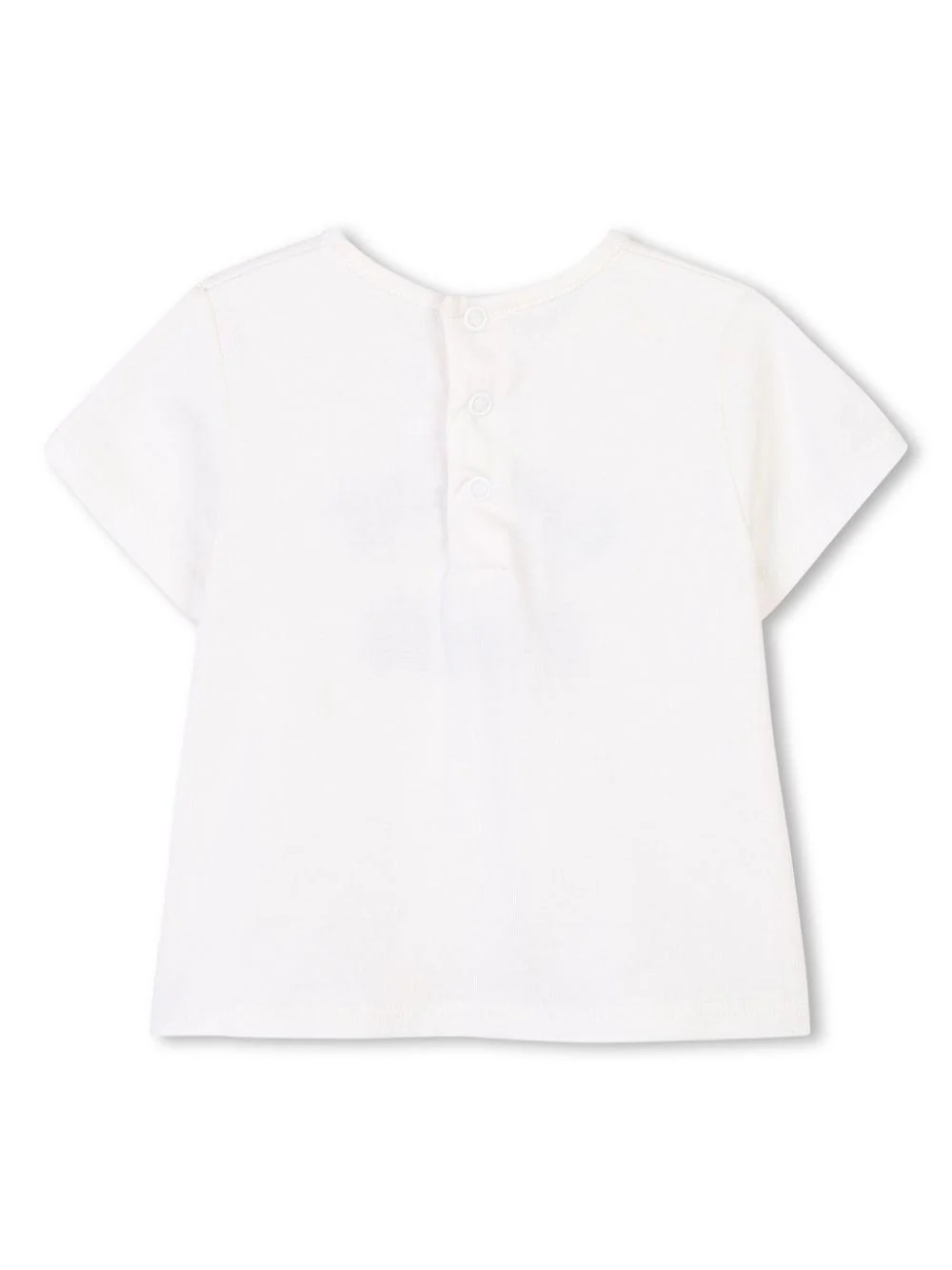 T-shirt per neonata Chloé Kids bianco con ricamo con logo frontale - Image 2