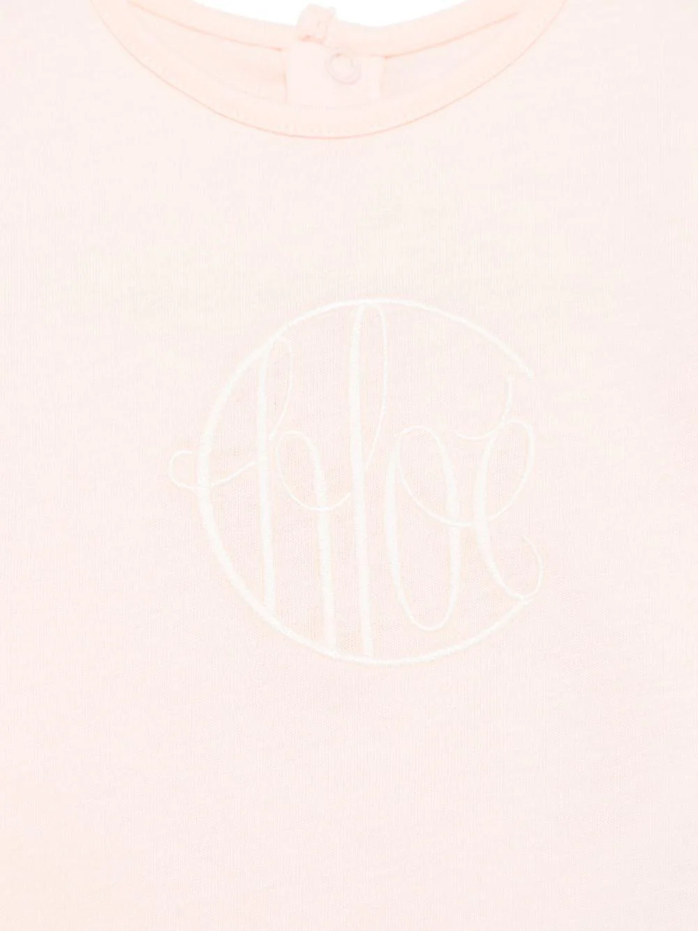 T-shirt per neonata Chloé Kids rosa chiaro con logo ricamato - Image 3