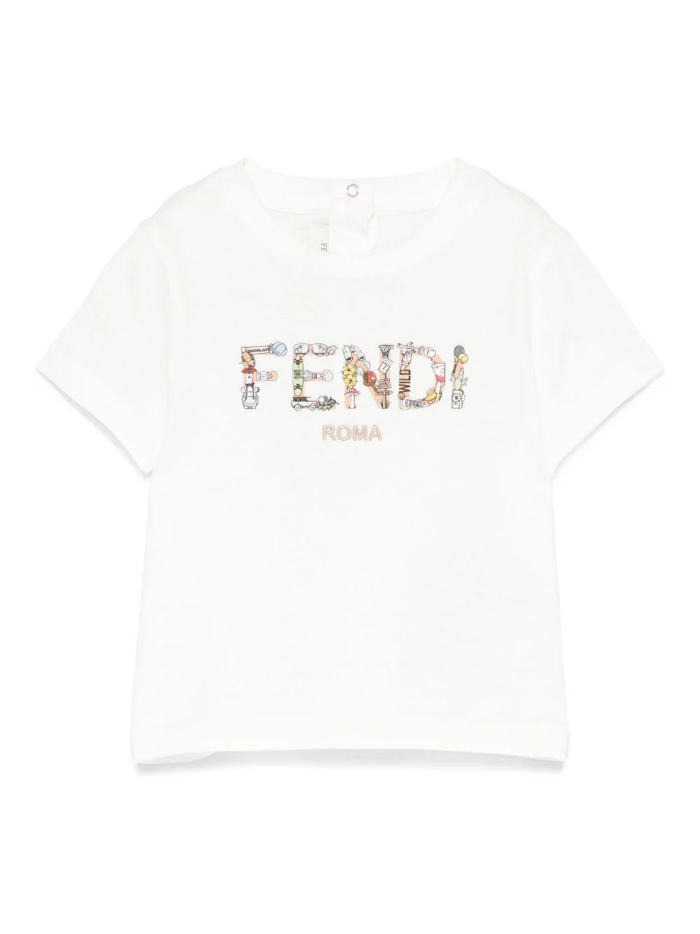 T-shirt per neonata Fendi Kids bianco con logo a fiori