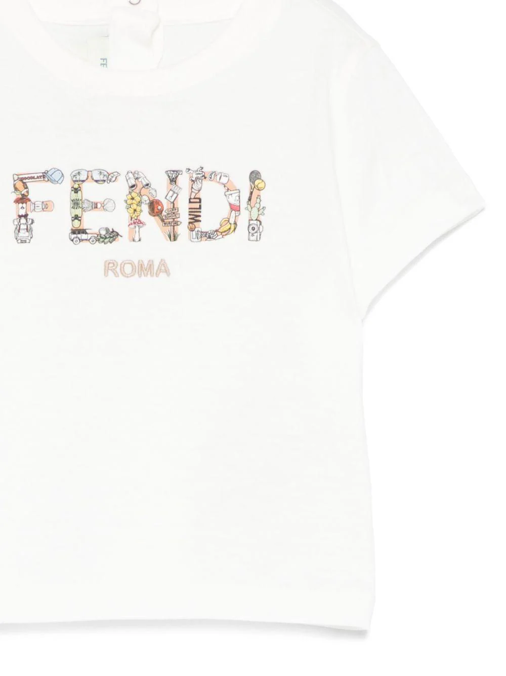 T-shirt per neonata Fendi Kids bianco con logo a fiori - Image 3