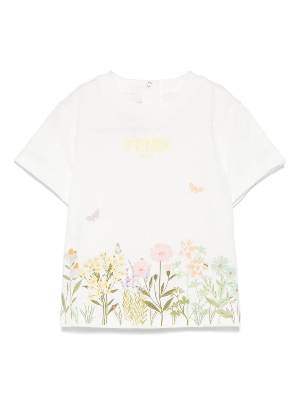 T-shirt per neonata Fendi Kids bianco con logo