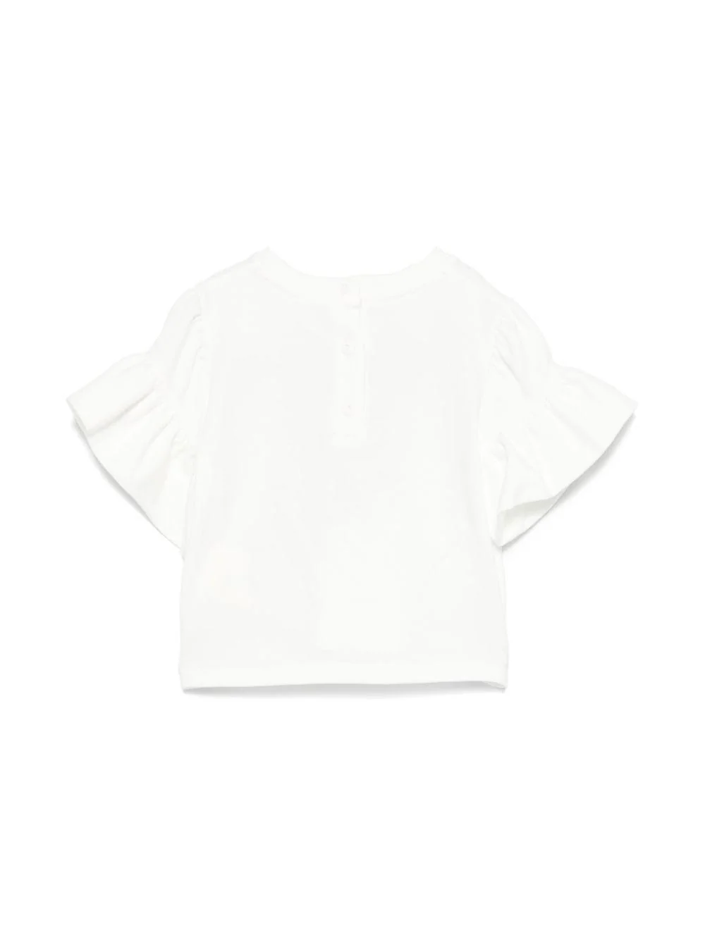 T-shirt per neonata Fendi Kids bianco con stampa sul davanti e maniche con ruches - Image 2