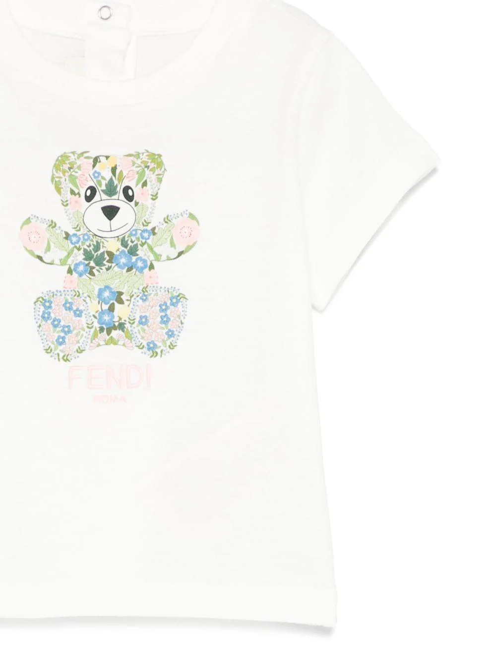T-shirt per neonata Fendi Kids bianco con stampa Teddy Bear - Image 2