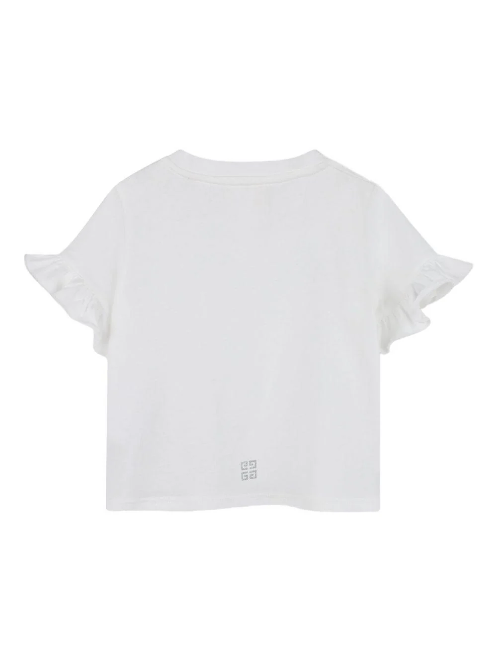 T-shirt per neonata Givenchy Kids bianco con maniche increspate - Image 2